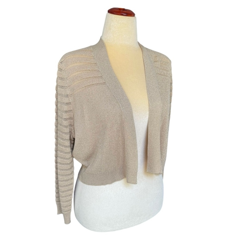 Calvin Klein Golden Tan Crop Cardigan Sweater NWT Lightweight Open Front Size XL